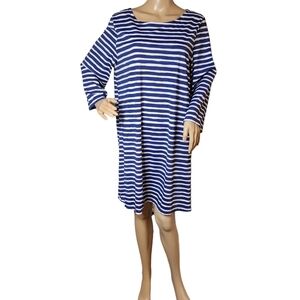 AQUA ET SOL longsleeve swim Coverup dress.  Blue white stripe. Size XL